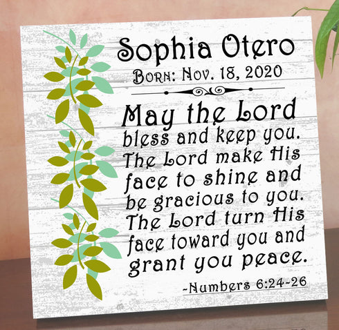 Personalized Christian Baby Blessing Plaque – Custom Scripture Gift with Name & Birth Date