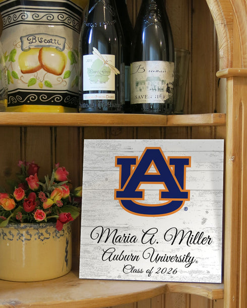Personalized Auburn University Graduation Sign – Custom Graduate Name & Class Year Gift – Official Tigers Wood Decor