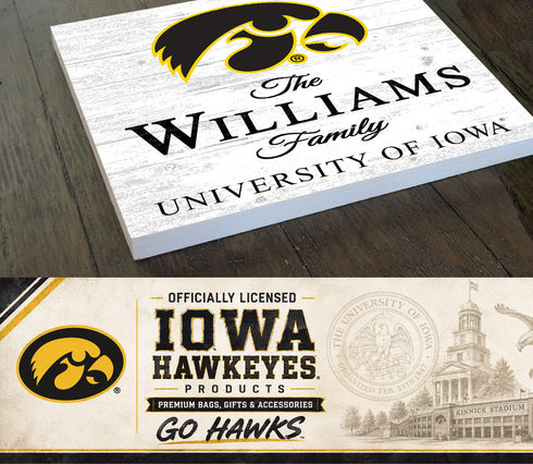 Personalized Iowa Hawkeyes Family Name Sign