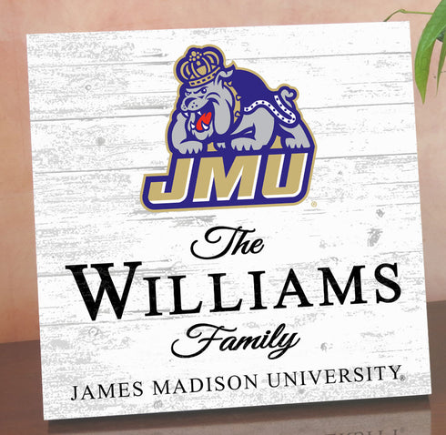 Personalized JMU Family Name Sign – Custom James Madison University Wood Wall Decor – Dukes Gift