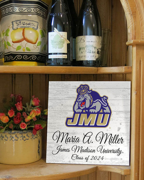 Official JMU Class Year Gift Plaque with Name - For James Madison University Students, Alumni, Graduation