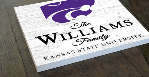 Personalized Kansas State Wildcats Family Name Sign – Custom K-State Wood Wall Decor – Wildcats Gift