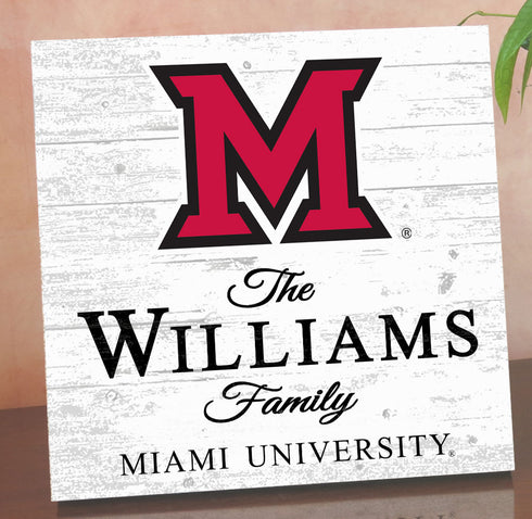 Personalized Miami University Family Name Sign – Custom Miami OH Wood Wall Decor – RedHawks Gift