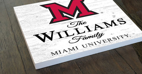 Personalized Miami University Family Name Sign – Custom Miami OH Wood Wall Decor – RedHawks Gift