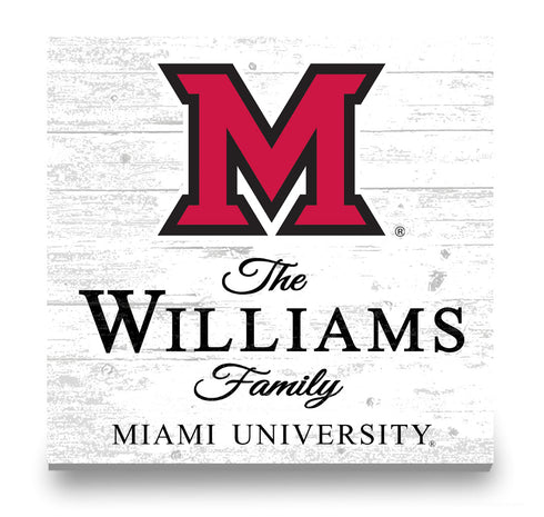 Personalized Miami University Family Name Sign – Custom Miami OH Wood Wall Decor – RedHawks Gift
