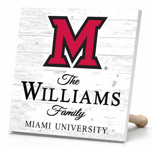Personalized Miami University Family Name Sign – Custom Miami OH Wood Wall Decor – RedHawks Gift