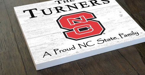 NC State Wolfpack Proud Family Sign - Personalized Family Name Wood Plaque - Officially Licensed Square Decor