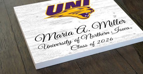 University of Northern Iowa Class Year Plaque With Name - Personalized for Student, Alumni or Graduation Gift