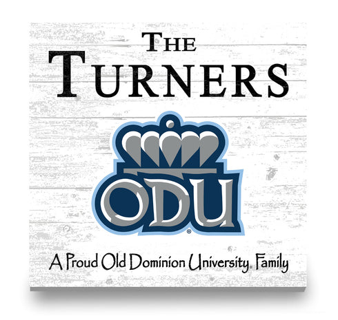 Old Dominion University Monarchs Proud Family Sign - Personalized Family Name Wood Plaque - Officially Licensed Square Decor