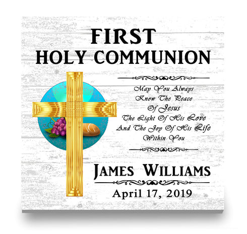 Personalized First Holy Communion Plaque – Custom Christian Gift with Name & Date