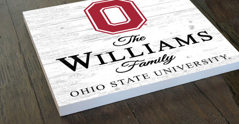 Personalized Ohio State Buckeyes Family Name Sign – Custom Ohio State University Wood Wall Decor – Buckeyes Gift