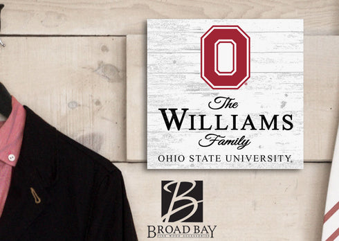 Personalized Ohio State Buckeyes Family Name Sign – Custom Ohio State University Wood Wall Decor – Buckeyes Gift