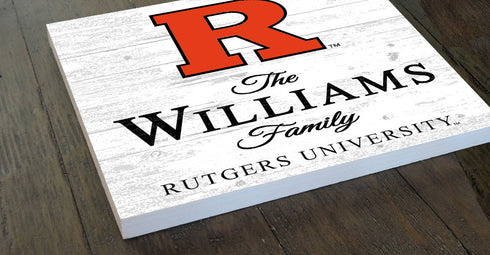 Personalized Rutgers Scarlet Knights Family Name Sign – Custom Rutgers University Wood Wall Decor – Scarlet Knights Gift