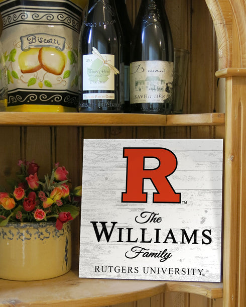 Personalized Rutgers Scarlet Knights Family Name Sign – Custom Rutgers University Wood Wall Decor – Scarlet Knights Gift