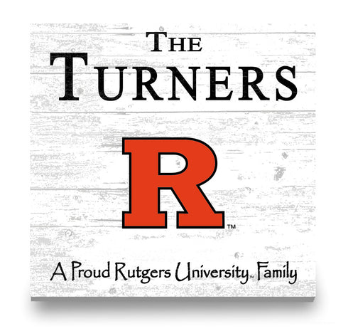 Rutgers Scarlet Knights Proud Family Sign - Personalized Family Name Wood Plaque - Officially Licensed Square Decor