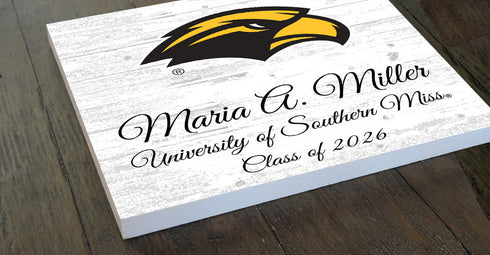 University of Southern Miss Class Year Plaque With Name - Personalized for Student, Alumni or Graduation Gift