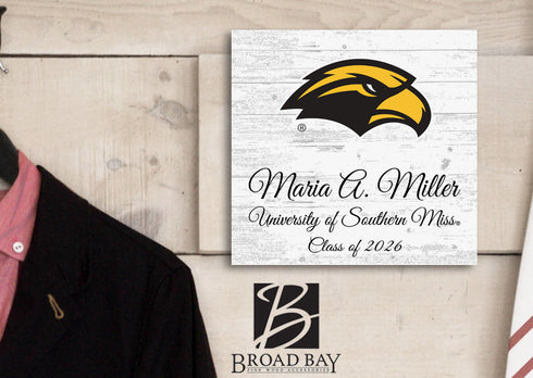 University of Southern Miss Class Year Plaque With Name - Personalized for Student, Alumni or Graduation Gift