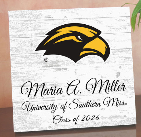 University of Southern Miss Class Year Plaque With Name - Personalized for Student, Alumni or Graduation Gift