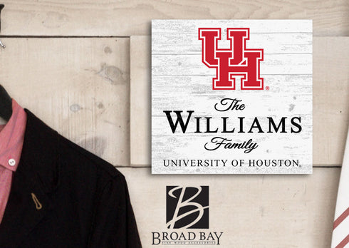 Personalized Houston Cougars Family Name Sign – Custom University of Houston Wood Wall Decor – Cougars Gift