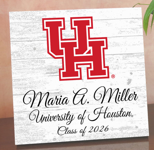 Official University of Houston Class Year Plaque with Name - Personalized Gift for Students and Alumni
