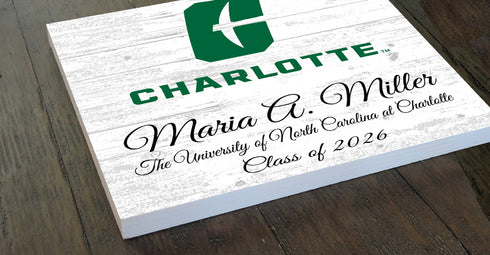 UNC Charlotte Class Year Plaque With Name - Personalized for Student, Alumni or Graduation Gift