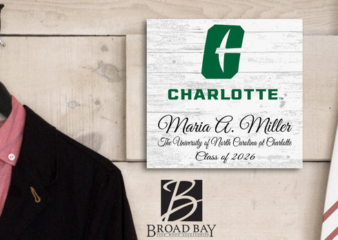 UNC Charlotte Class Year Plaque With Name - Personalized for Student, Alumni or Graduation Gift