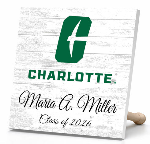 UNC Charlotte Class Year Plaque With Name - Personalized for Student, Alumni or Graduation Gift