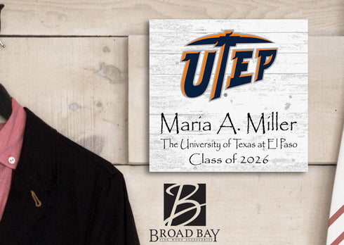 University of Texas at El Paso Class Year Plaque With Name - Personalized for Student, Alumni or Graduation Gift