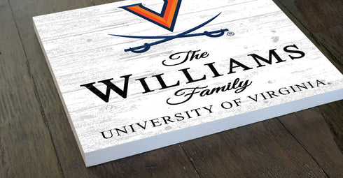 Personalized University of Virginia Family Name Sign – Custom UVA Wood Wall Decor – Cavaliers Gift