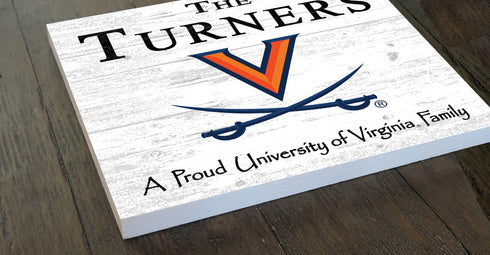 Virginia Cavaliers Proud Family Sign - Personalized Family Name Wood Plaque - Officially Licensed Square Decor