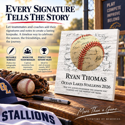 Baseball Plaque - Personalized - Signable For Players or Coaches