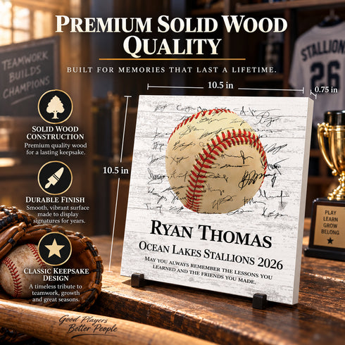 Baseball Plaque - Personalized - Signable For Players or Coaches