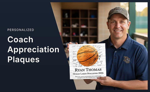 Basketball Recognition Award Plaque - Signable Player or Coach Gift - Solid Wood