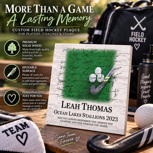 Personalized Field Hockey Plaque - Signable - For Players or Coaches
