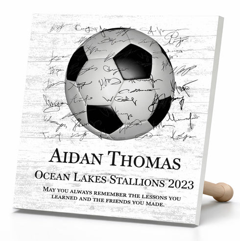 Personalized Soccer Award Plaque - Team Signable - Recognition for Player or Coach