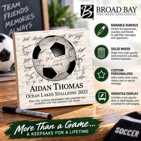 Personalized Soccer Plaque - Signable - for Players or Coaches