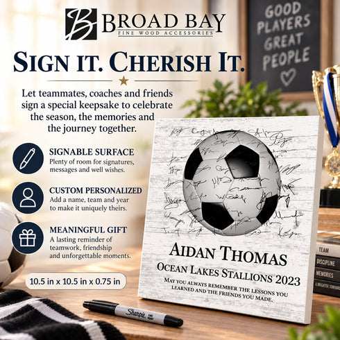 Personalized Soccer Plaque - Signable - for Players or Coaches