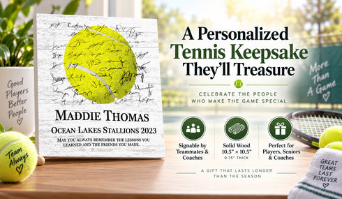 Personalized Tennis Plaque - Player Award or Coach Appreciation Gift - Signable