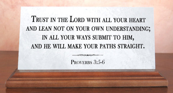 Bible Quote Custom Plaque Personalized Church Religious Gift For Desk Or Shelf - Solid Marble