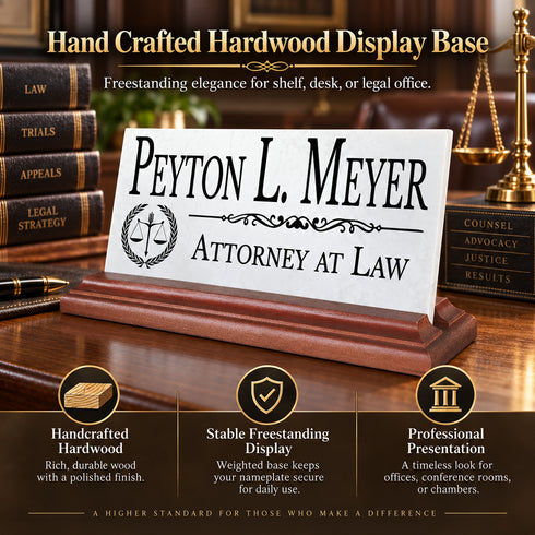 Attorney Desk Nameplate - Personalized Solid Marble Lawyer Name Plate Gift