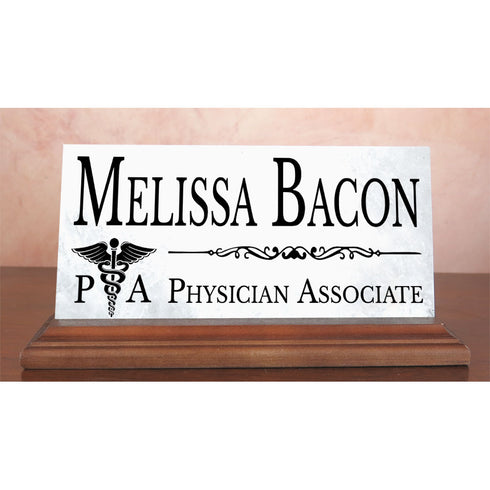 Personalized Physician Associate Desk Name Plate – Custom Medical Office Marble Nameplate – PA Gift