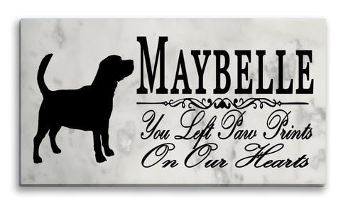 Beagle Memorial Marble Stone Plaque Personalized Dog Grave Marker Outdoor or Indoor