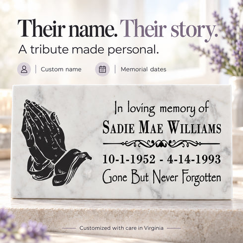 Personalized Prayer Hands Memorial Stone
