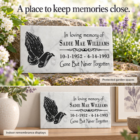 Personalized Prayer Hands Memorial Stone