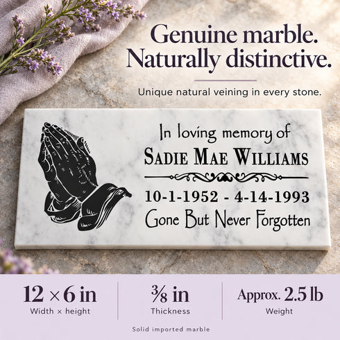 Personalized Prayer Hands Memorial Stone