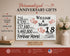 18th Anniversary Gift - Personalized Wood Sign for Husband, Wife or Couple - 18 Year