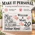 20th Anniversary Gift - Personalized Wood Sign for Husband, Wife or Couple - 20 Year