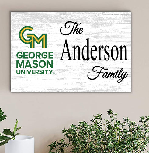 George Mason Family Name Sign – Personalized George Mason University Wood Plaque for Alumni or Graduation
