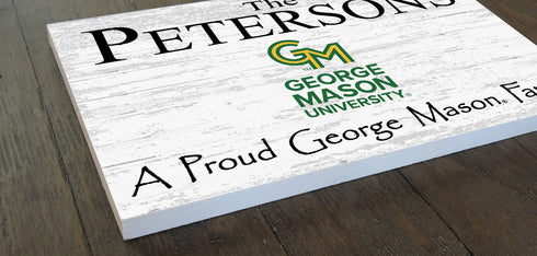 George Mason Family Name Sign – Personalized George Mason University Wood Plaque for Alumni or Graduation
