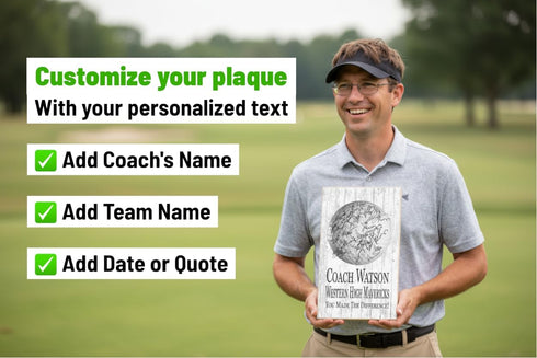 Signable Golf Coach Gift Plaque - Team Signed Custom Wood Award